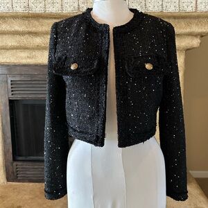DUMONT EMBELLISHED TWEED JACKET - new with tags, Sz 8